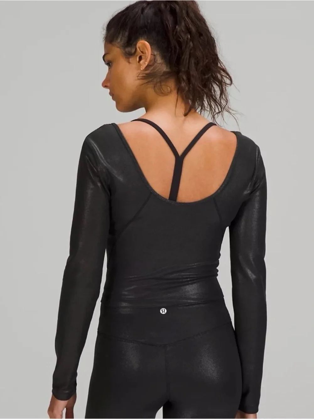 Lululemon Align Long Sleeve Top With Foil Print Black Size 6